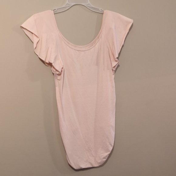 Elegantees violet ruffle bodysuit in sepia rose size M - Picture 4 of 8